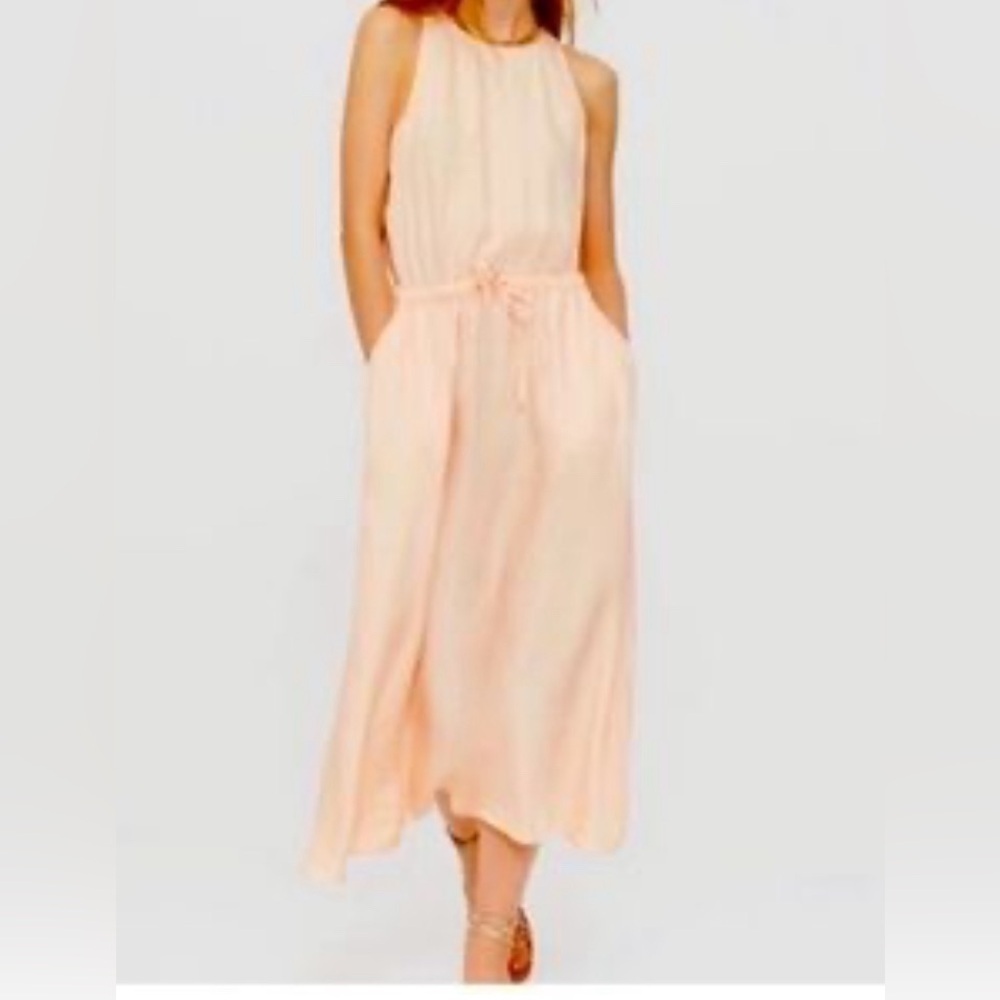Lou and Grey peach sleeveless dress side pockets size M summer open back
